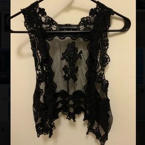 Black lace vest